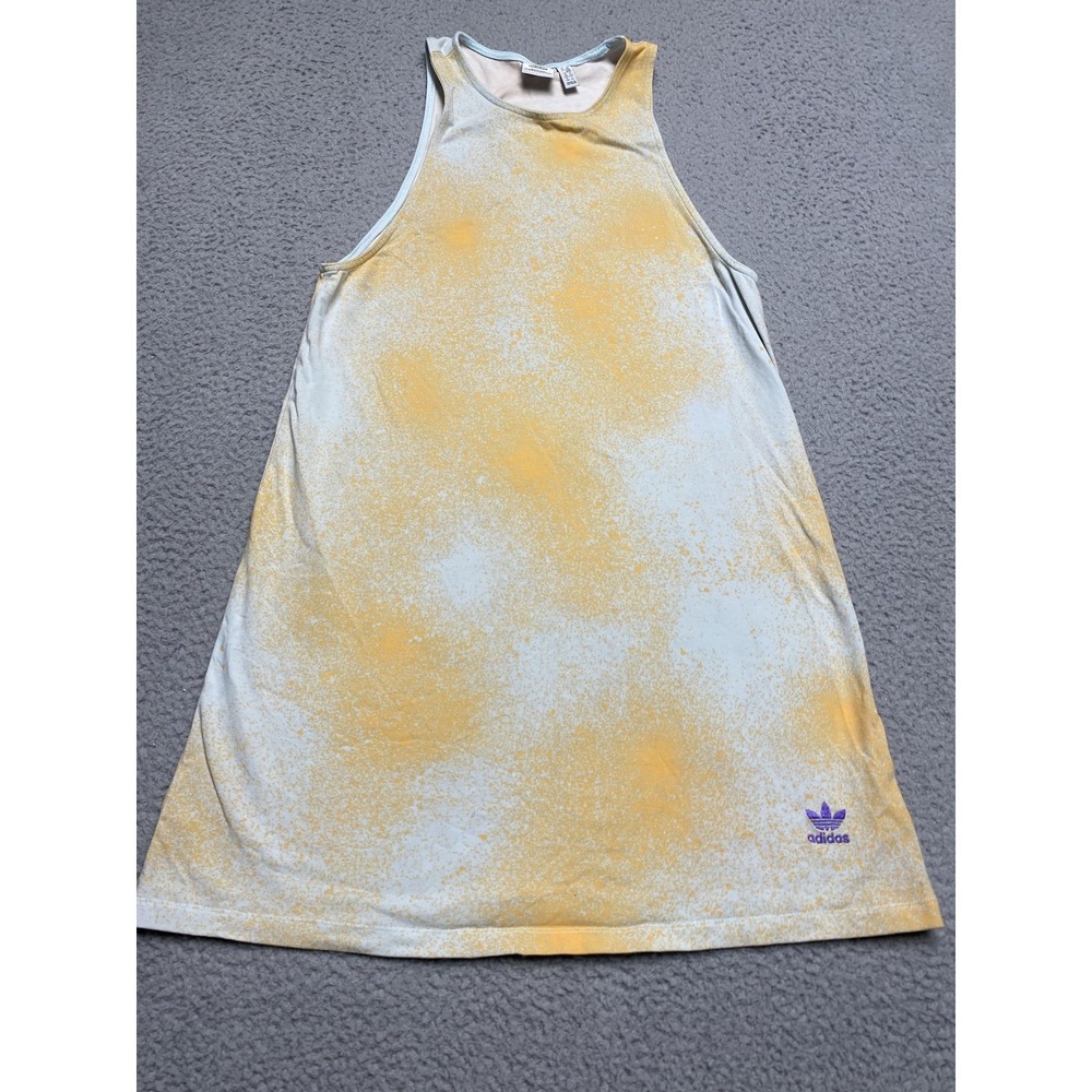 Adidas Originals Dress Womens Medium Blue Yellow Splatter Tank Racerback HL9040